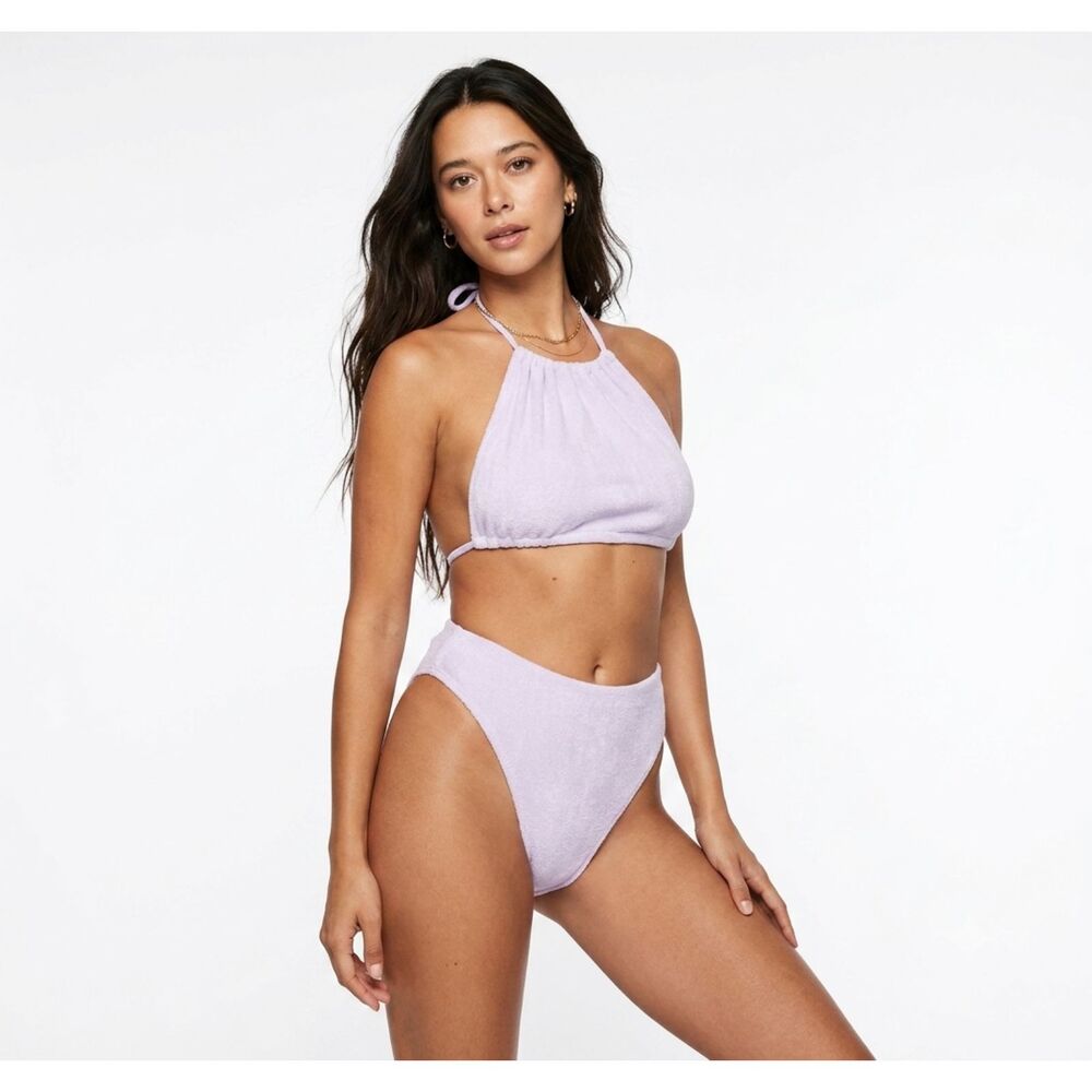 Free People x Stone Fox Swim Piper & Sola Terry Cloth Lilac Bikini Set - Small